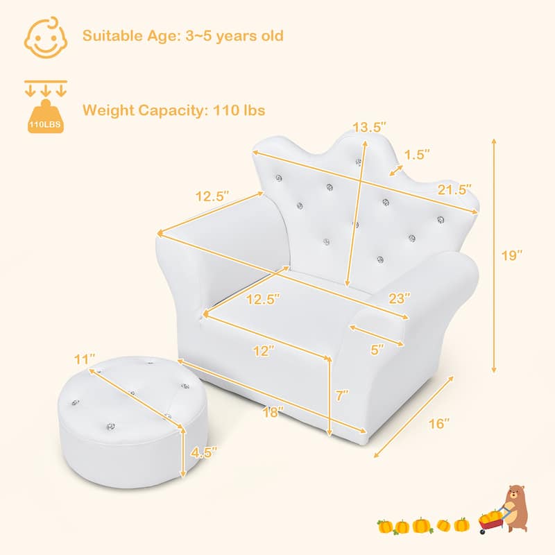 Costway Kids Sofa Toddler Couch Princess Armchair Children Gift w/ - See details