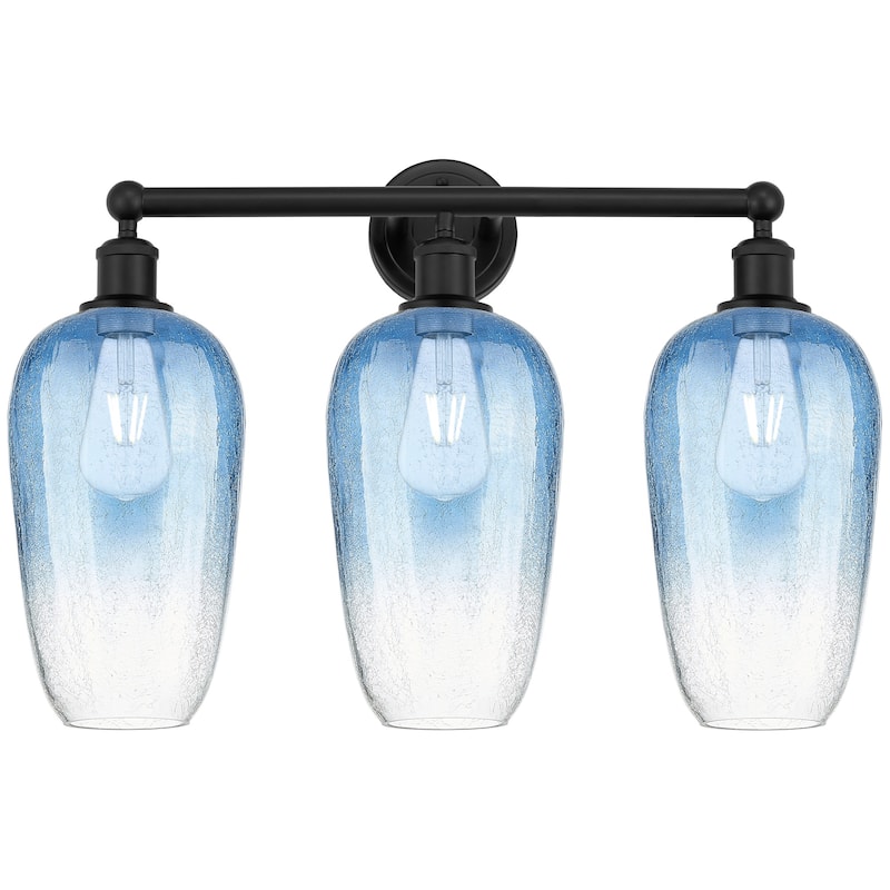 Innovations Lighting 616-3W-18-25 Brookhaven Flute Vanity Brookhaven - Matte Black / Sapphire Blue