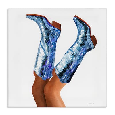 Stupell Blue Glam Cowgirl Boots Canvas Wall Art Design By Amanda Greenwood