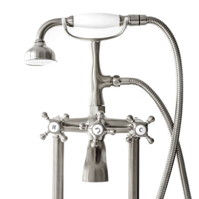 SevenFalls 8019 Telephone Double Lever Handles Clawfoot Floor Mounted Tub Filler with Handheld Shower