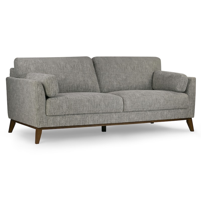 Birre Black and Ivory Blend Chenille Tweed Fabric Sofa with Walnut Legs