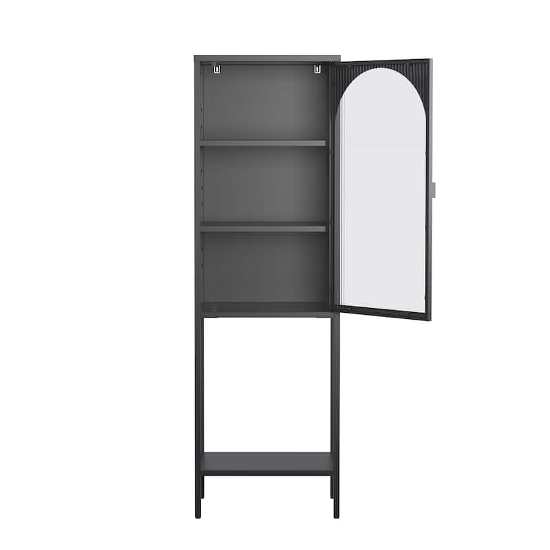 Benoît 62.99 inch Black One Door Metal Storage Cabinet with Fluted Clear Door