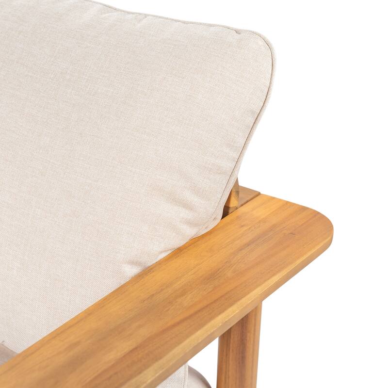 Christopher Knight Home - Terassi Outdoor Acacia Wood 3-Seater Sofa with Wide Armrest & Backrest Support Cushion - 76.25"W