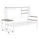 preview thumbnail 18 of 54, Roomfitters Twin/ Full Size Metal Daybed with Movable Desk, Metal Grid Design, Functional Shelves and Hanging Rack