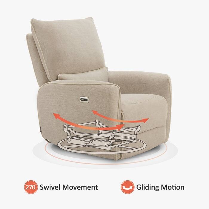 MCombo Power Swivel Glider Recliner Chair with USB Charging Ports for Living Room and Nursery, Fabric 6922