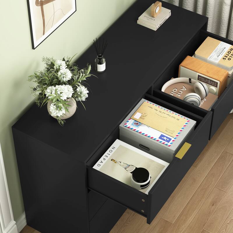 Modern 6 Drawer Dresser, Large Capacity Storage Cabinet, Clothing Organizer with Metal Handles for Bedroom, Living Room