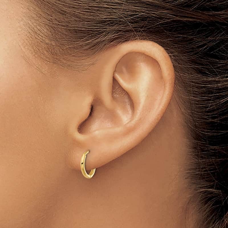 Curata 14k Yellow Gold Polished Hinged Hoop Earrings - 12.1x12.1mm
