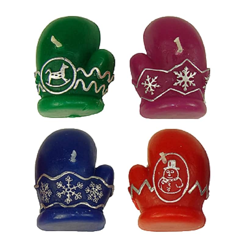 Christmas Mittens Floating Wax Candles - 2.25" - Multicolor - Set of 12