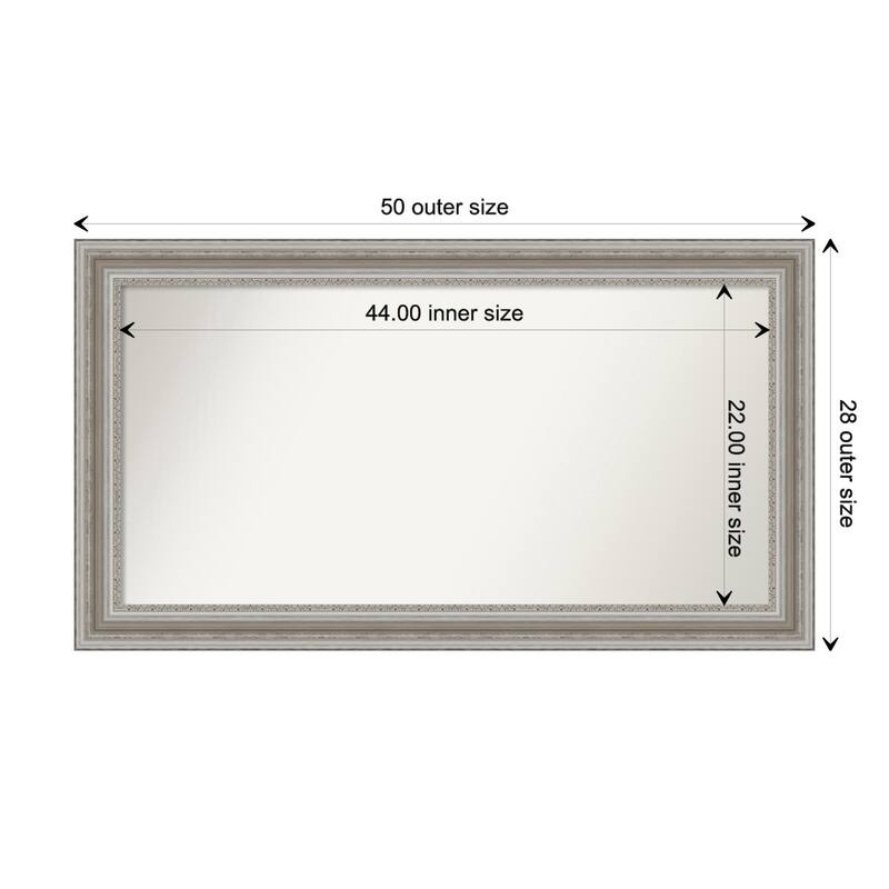 Parlor Silver Framed Non-Beveled Custom Wall Mirror, Bathroom Vanity Mirror - Outer Size: 49.5 x 27.5