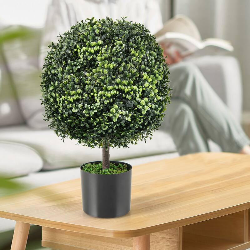 Costway 2PC 22'' Artificial Boxwood Topiary Ball Tree Office Garden - See Details