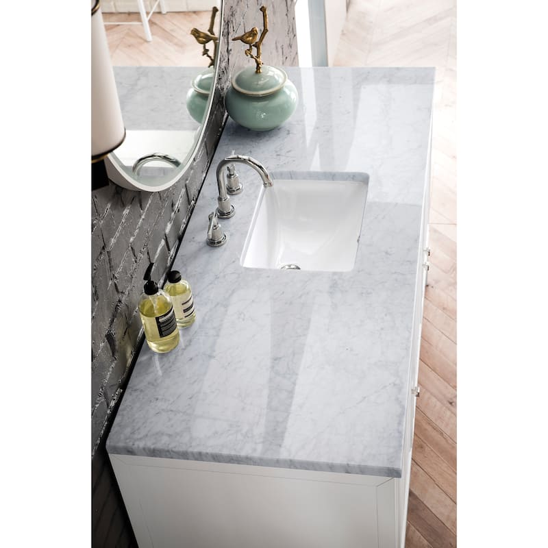 James Martin Vanities Athens 60" Single Vanity Cabinet, Glossy White - Carrara Marble
