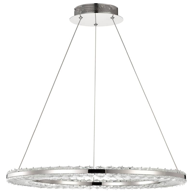 Nova LED 23 Inch Round Pendant Polished Nickel Finish K9 Crystal - Polished Nickel