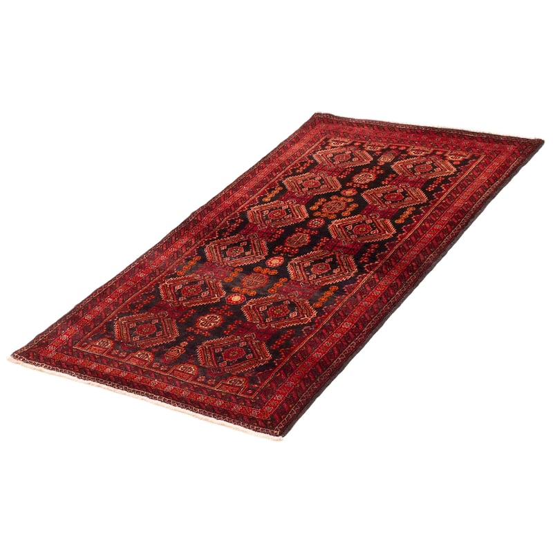 ECARPETGALLERY Hand-knotted Royal Baluch Black, Red Wool Rug - 3'2 x 6'0