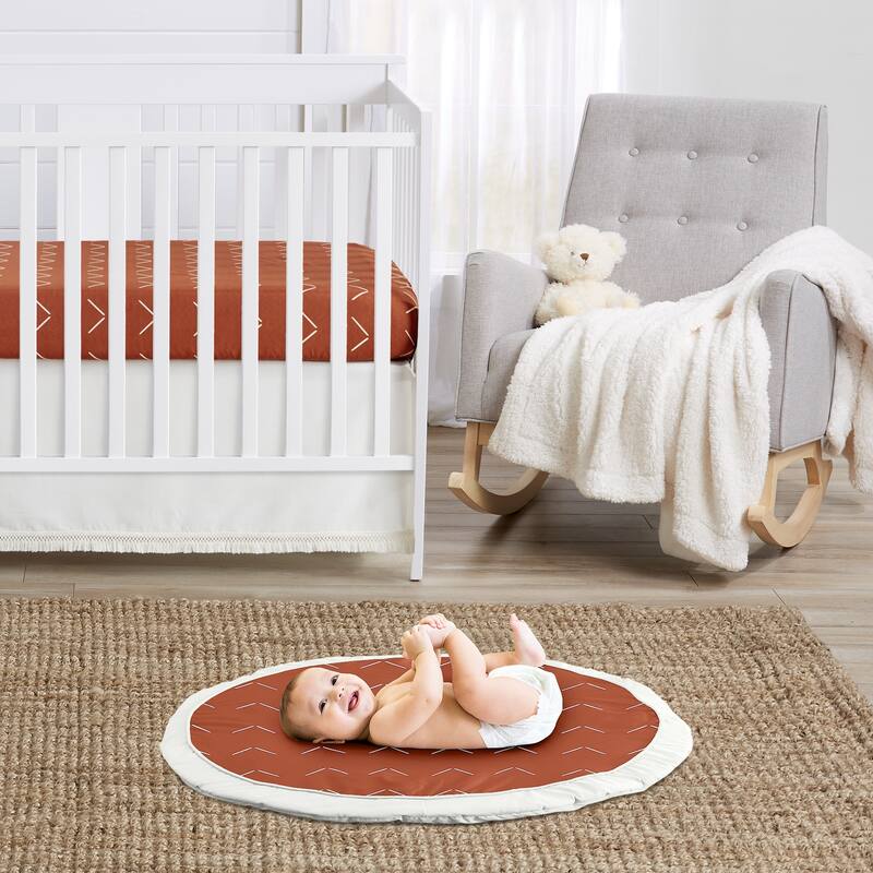 Boho Arrow Boy or Girl Baby Tummy Time Playmat - Ivory Burnt Orange Modern Farmhouse Southwest Shabby Chic for Bohemian Diamond