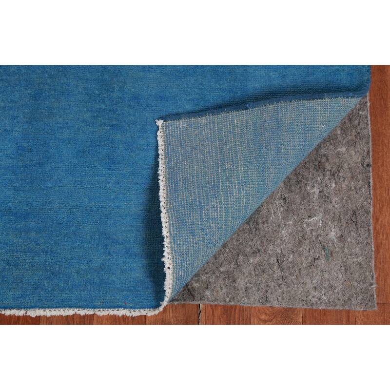 Hand Knotted Oriental 100% Wool Carpet Modern Solid Navy Blue & Blues Gabbeh Area Rug - 10' 0'' X 5' 3''