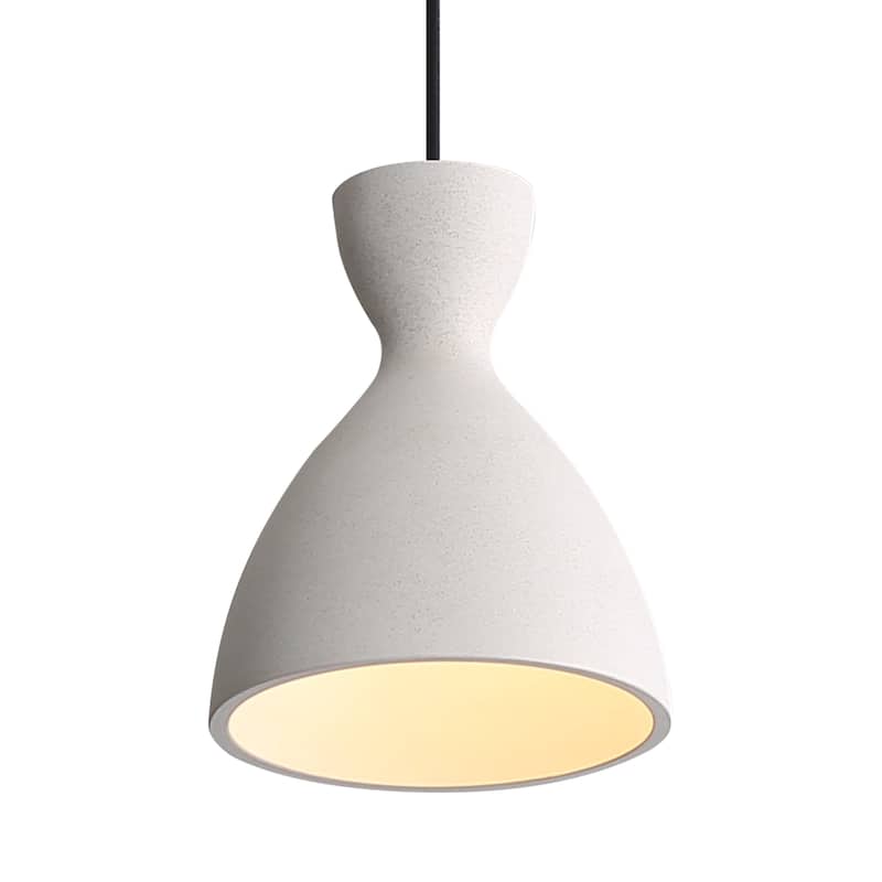 Golden Lighting Aethera 7in Integrated LED Pendant in White Sandstone Cement - Gold