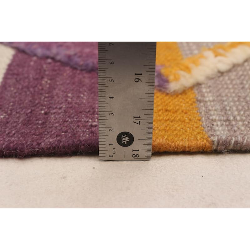 ECARPETGALLERY Flat-Weave Marrakech Purple Wool Kilim - 6'9 x 9'10
