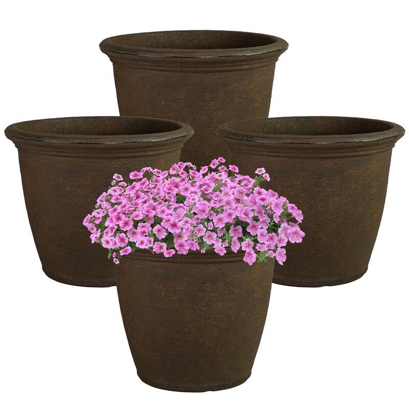 Sunnydaze Anjelica Outdoor Flower Pot Planter - 20-Inch - 4-Pack