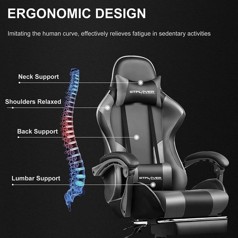 Lucklife Gaming Chair Computer Chair with Footrest and Lumbar Support for Office or Gaming