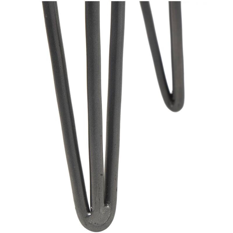 Brown Wooden Accent Table with Black Metal Hairpin Legs - 16 x 16 x 19Round