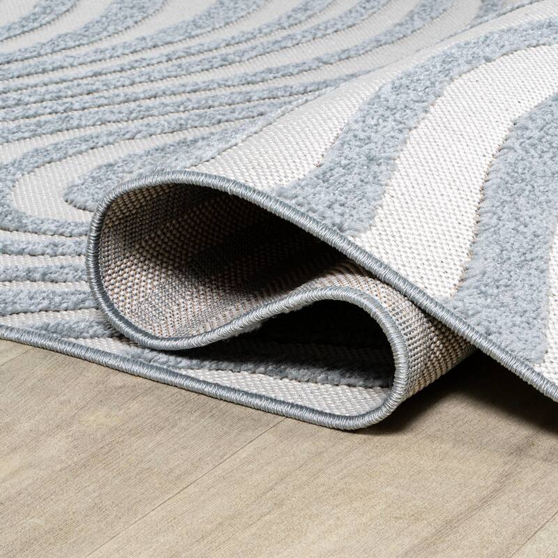 JONATHAN Y Nordby Abstract Groovy Striped Light Blue/Ivory Area Rug