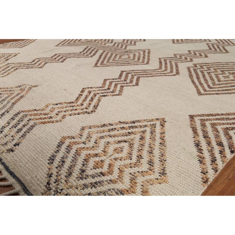 Modern Geometric Moroccan Oriental Area Rug Hand-Knotted Wool Carpet - 8'1"x 10'8"