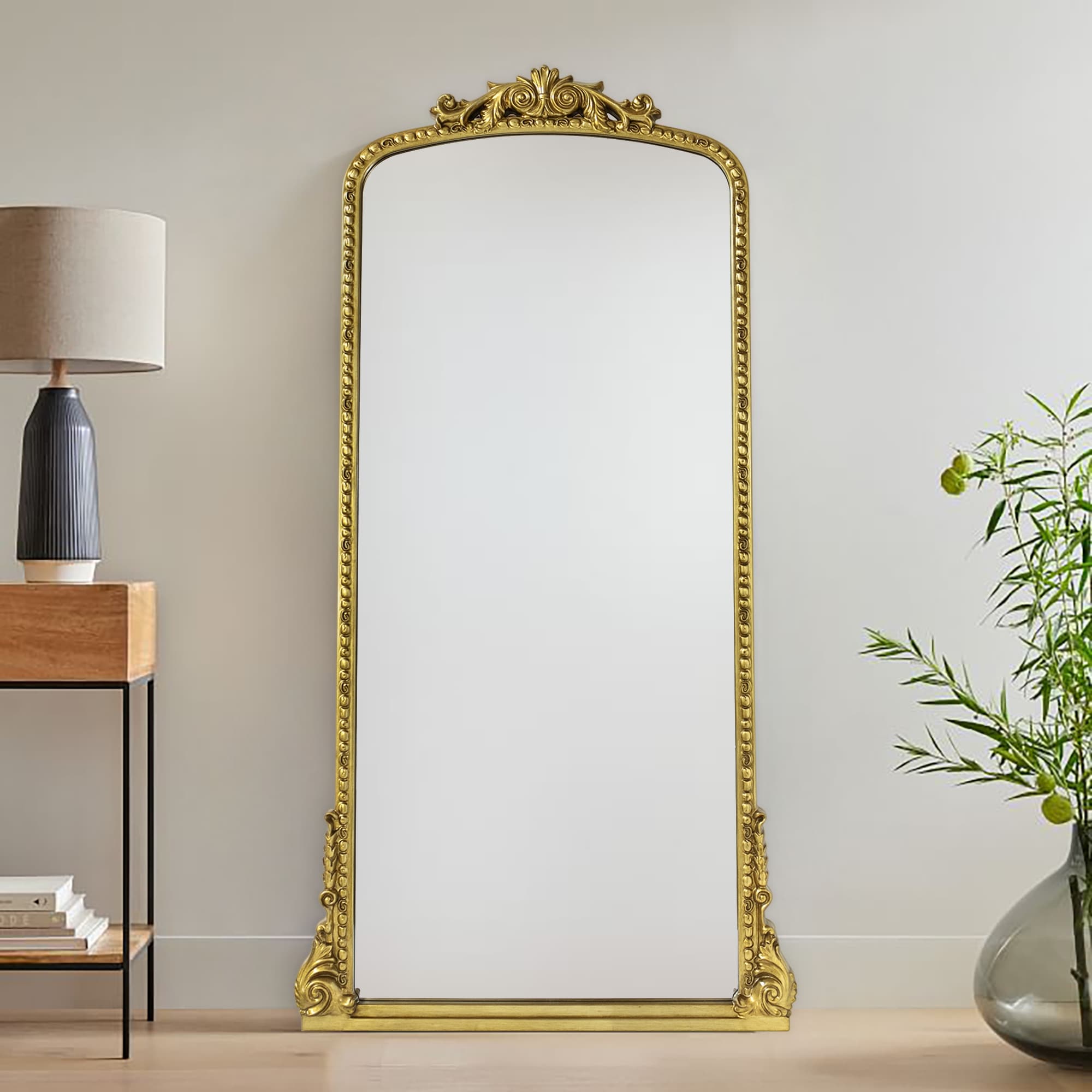 TEHOME Gold Contemporary Floor Mirror for Bathroom & Living Room