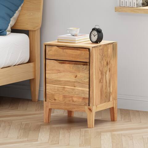 Amwiler Modern Handcrafted Acacia Wood Side Table by Christopher Knight Home