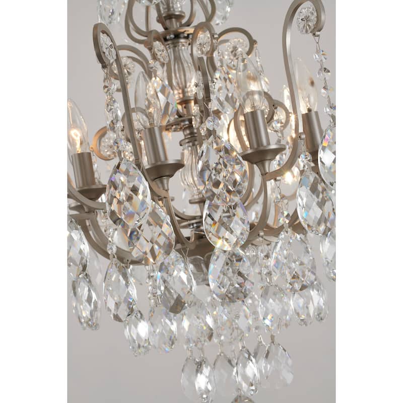 8-Light Pewter Chandelier With Clear Crystals