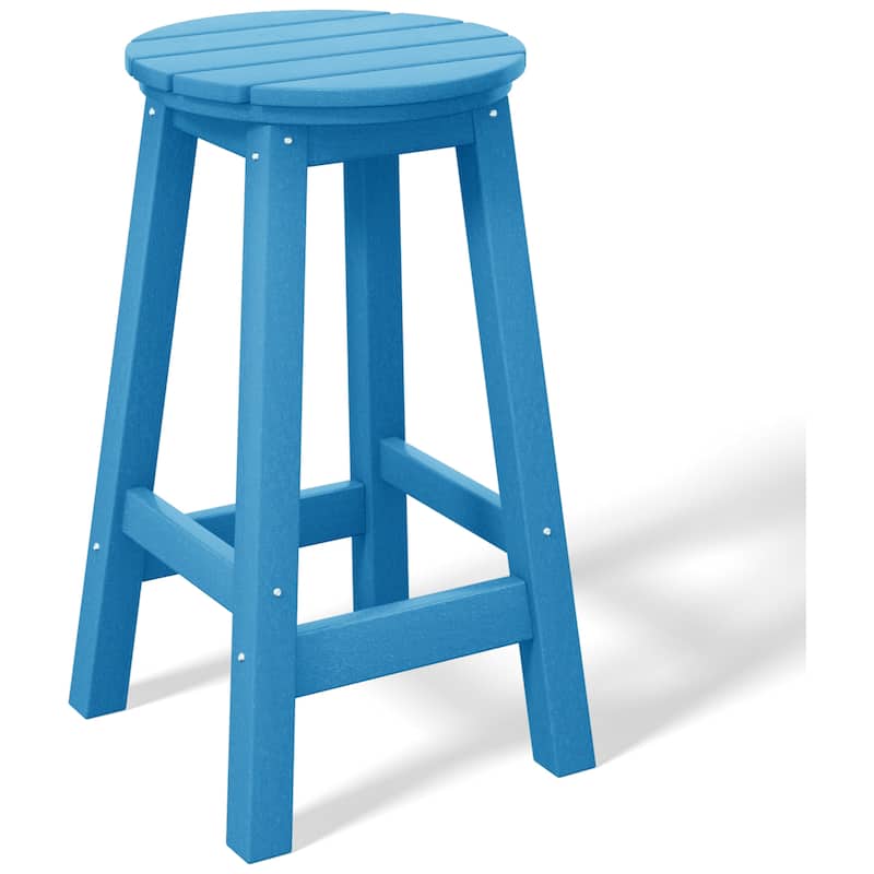Laguna Hdpe All Weather Outdoor Patio 24" Round Counter Stool - Pacific Blue