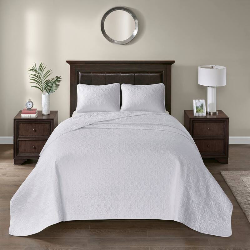 Reversible Bedspread Set White Twin