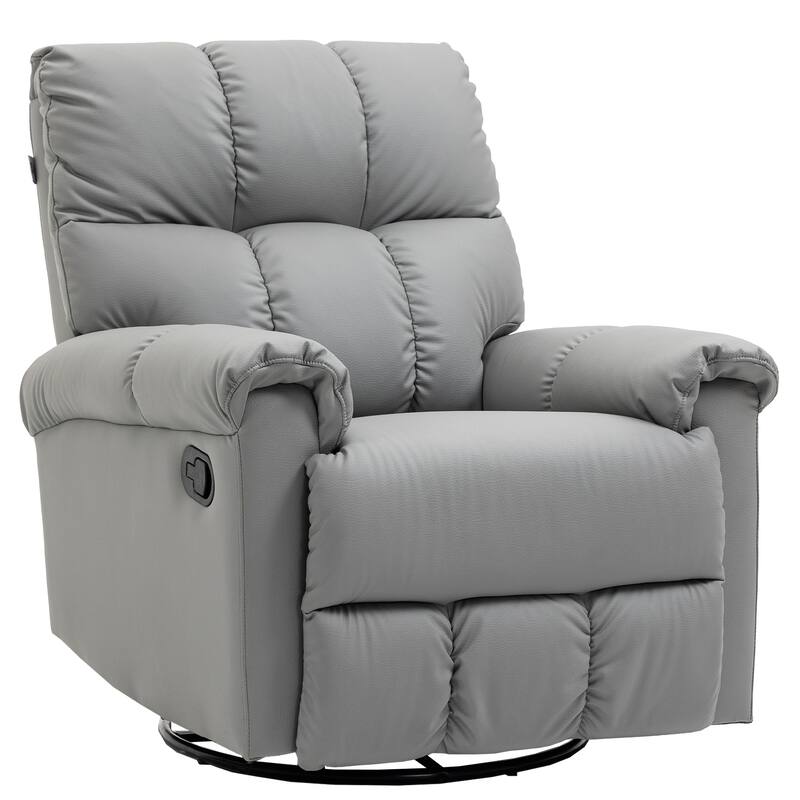 HOMCOM Modern Recliner Chair, Faux Leather Recliner Seating with Footrest and 360 Swivel Rotation Base, Brown