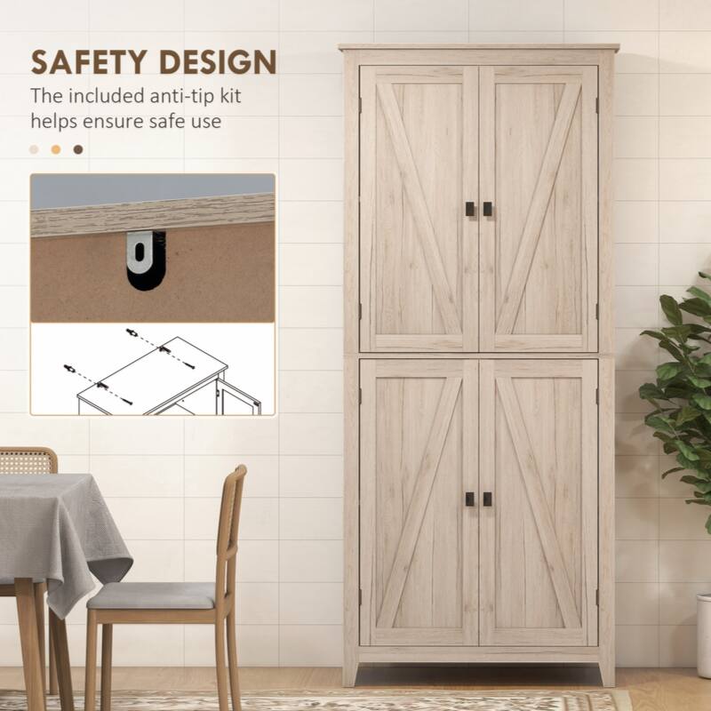 Storage Cabinet Organizer with 4-Tiers, and Adjustable Shelves, Natural - Natural