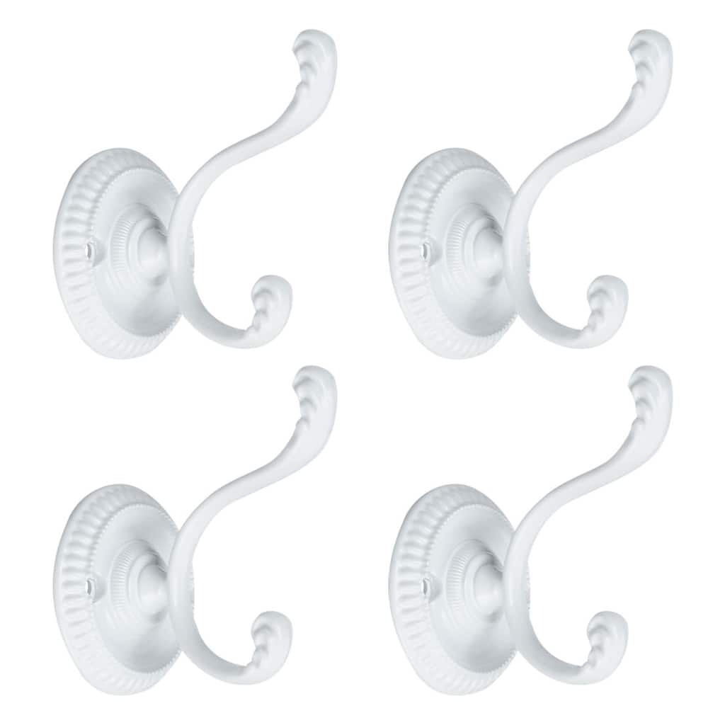 4pcs Dual Robe Hooks Zinc Alloy Bathroom Hooks Towel Hanger w Screws - 2.4" x 1.7" x 2.1"(L*W*H)