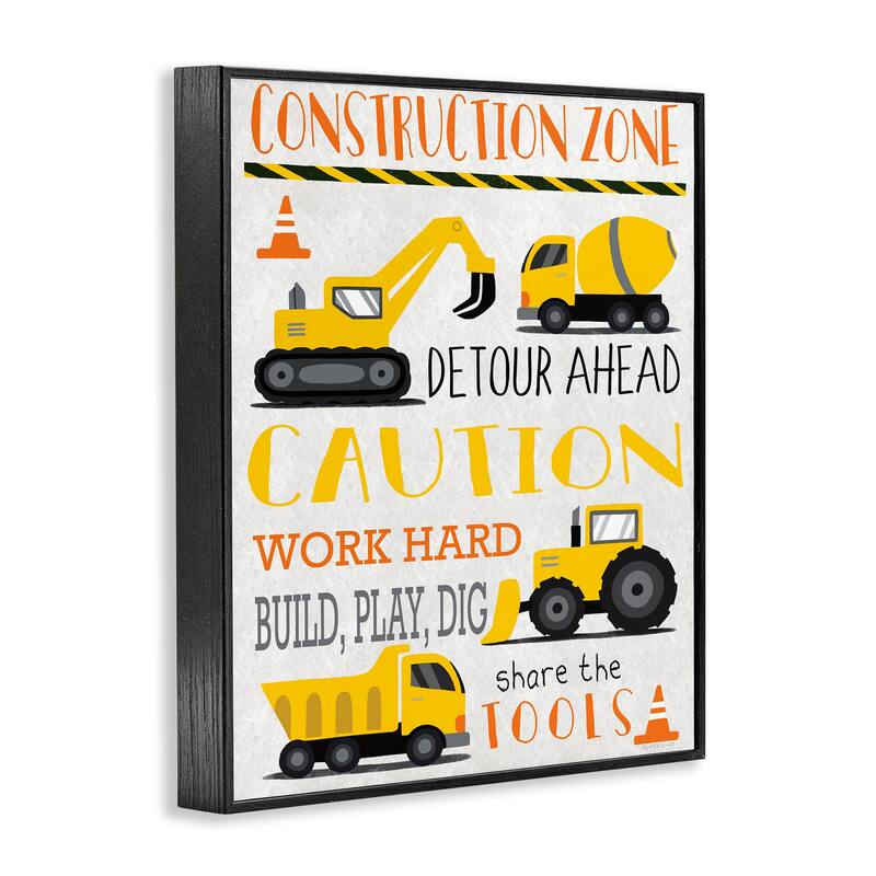 Stupell Construction Zone Ahead Framed Giclee Art Design By Elizabeth Tyndall