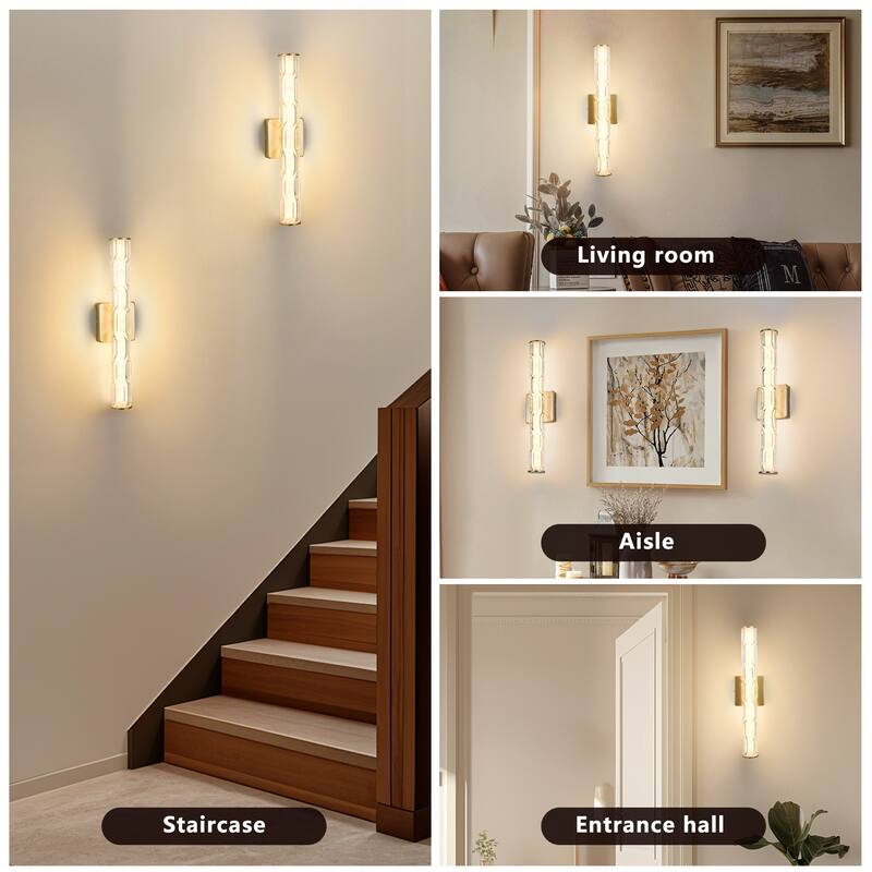 19.7" Gold Bathroom Wall Sconce Set of 2