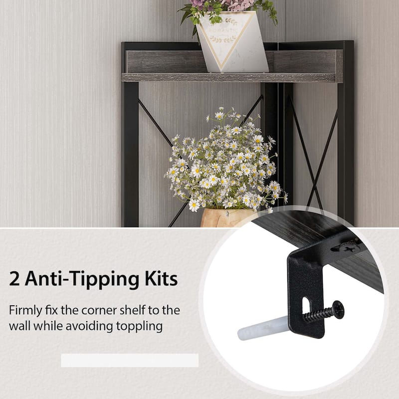 Costway 6-Tier Corner Bookshelf with 5-Level Adjustable Shelf & - 19'' x 12.5'' x 71'' (L x W x H)