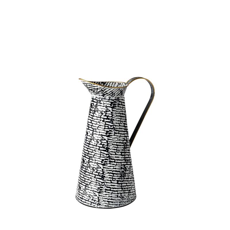 Colette Small Black & White Metal Patterned Vase - Black & White