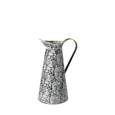 Colette Small Black & White Metal Patterned Vase