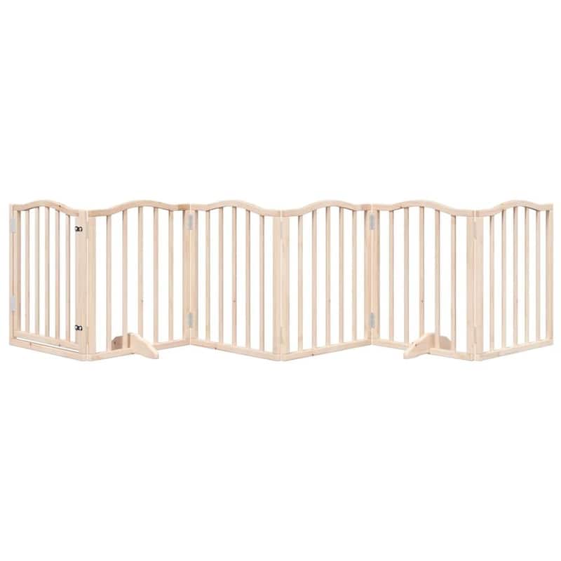 vidaXL Dog Gate with Door Foldable 6 Panels 118.1 " Poplar Wood