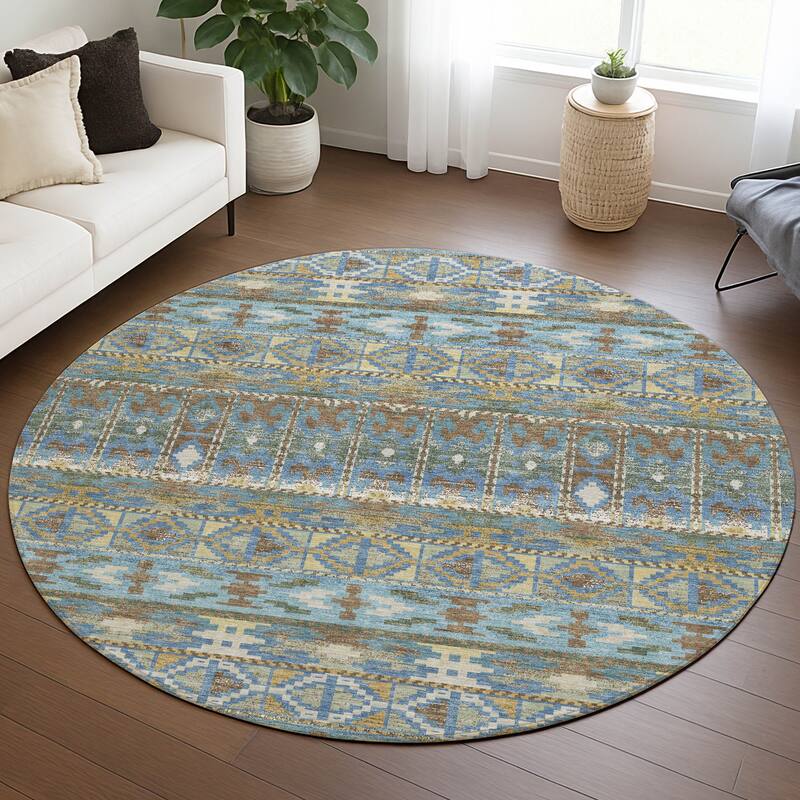 Machine Washable Indoor/ Outdoor Global Haswell Chantille Rug