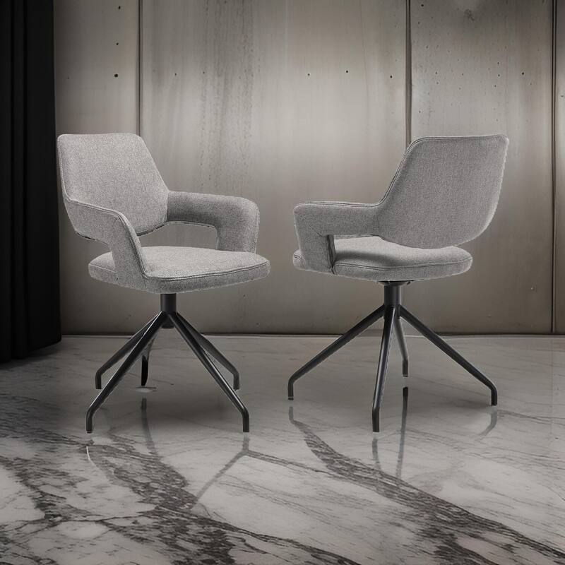 Black/Light Gray Fabric Upholstered Metal Frame Dining Chair, Set of 2, Sturdy Dining Chair for Dining Rooms - 21.75
