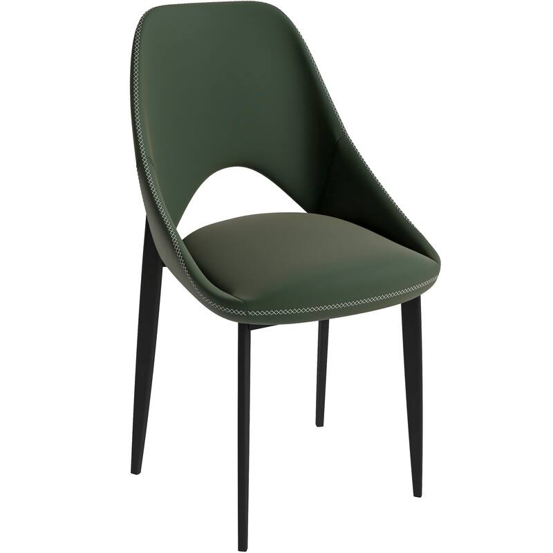 Amalfi Mid-Century Modern Upholstered Dining Chair - Open Back Side Chair with Metal Legs for Kitchen, Dining Room & Living Room - Olive Green