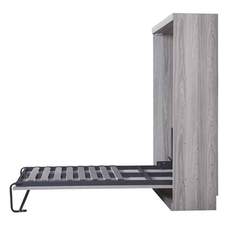 Gray Twin Size Murphy Bed Folded into Cabinet