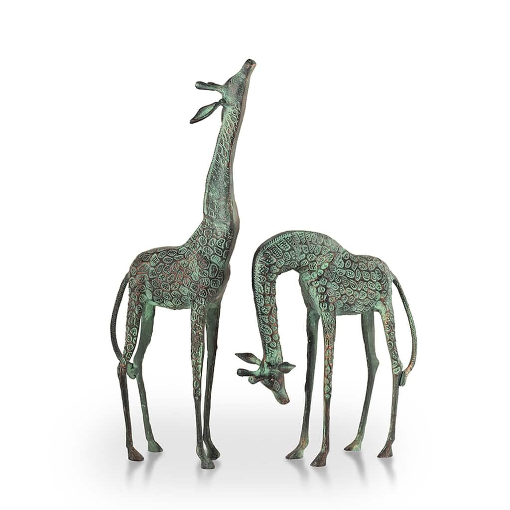 Spi Home Verdigris Finish Cast Aluminum Treetopper Giraffes Garden - 31 X 11.5 X 6.5 inches