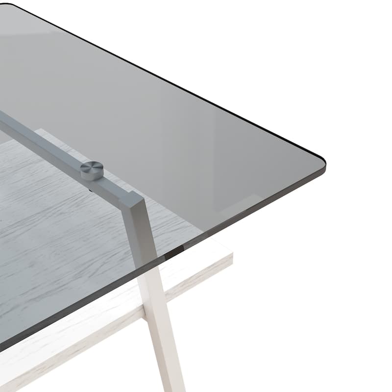 38x22'' Rectangle Coffee Table with Tempered Glass Tabletop