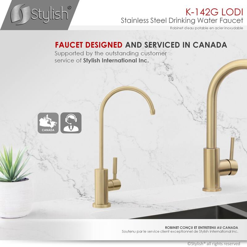 STYLISH Kitchen Sink Drinking Water Faucet, Commercial Water Filtration Faucet, Stainless Steel, Contemporary Style High-Spout