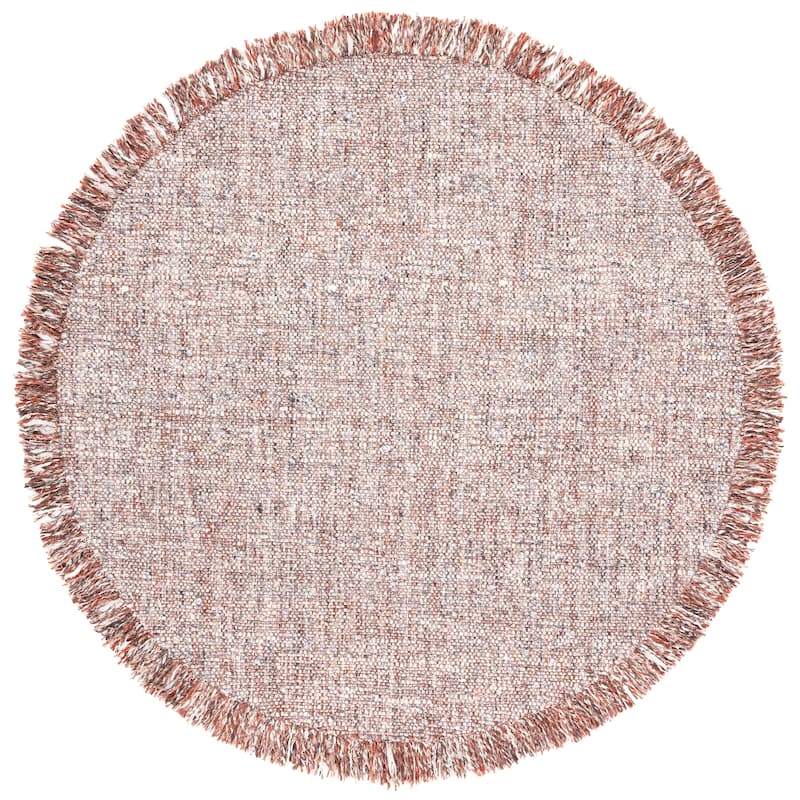SAFAVIEH Handmade Vermont Larissa Wool Rug - 6' Round - Grey/Rust