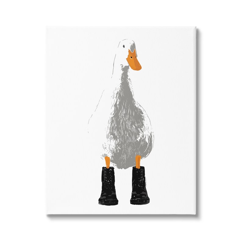 Stupell Industries White Duck Wearing Rain Boots Portrait Stretched ...