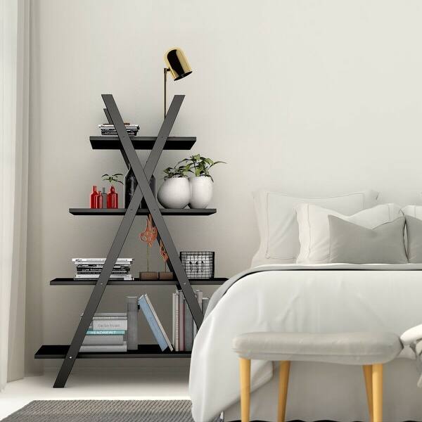 Shop Costway 4 Tier Bookshelf Storage Display Shelves Bookcase